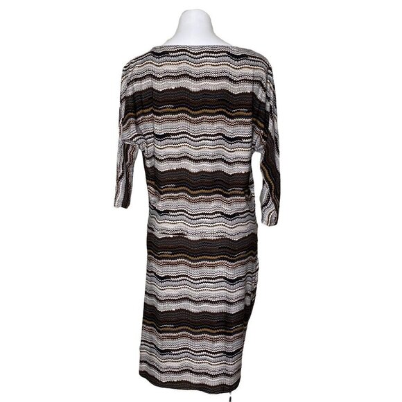 BCBGMaxAzria Brown Stripe Twist Front Dress, Dolman Sleeves Women's Size M - Picture 5 of 10
